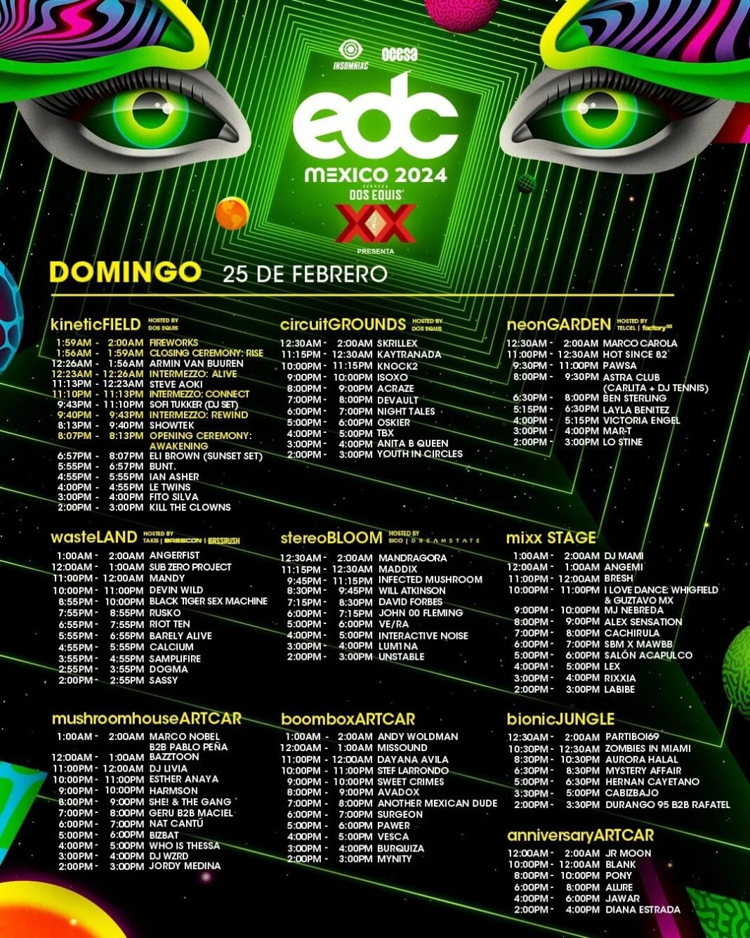 EDC 2024 line up por día, cómo llegar y objetos prohibidos Urbanda