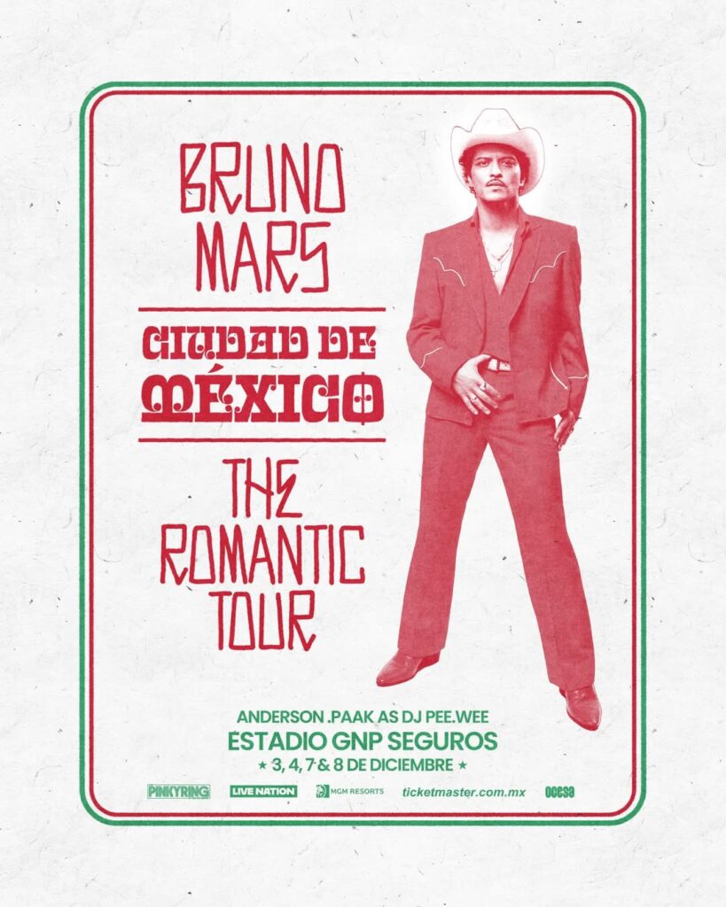 Bruno Mars de momento anunció 4 fechas en México / Créditos: Instagram Ocesa