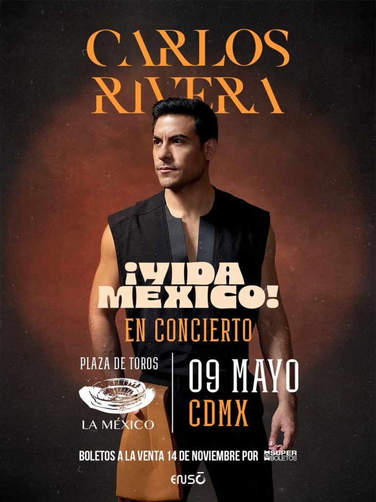 El cantante mexicano se presentará con un concierto histórico en la Plaza de Toros México / Créditos: Instagram Carlos Rivera